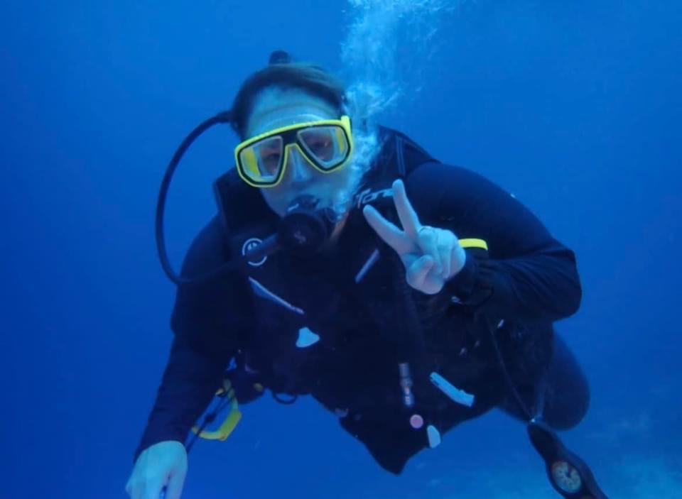 Jeanne Heydecker scuba diving in Indonesia.