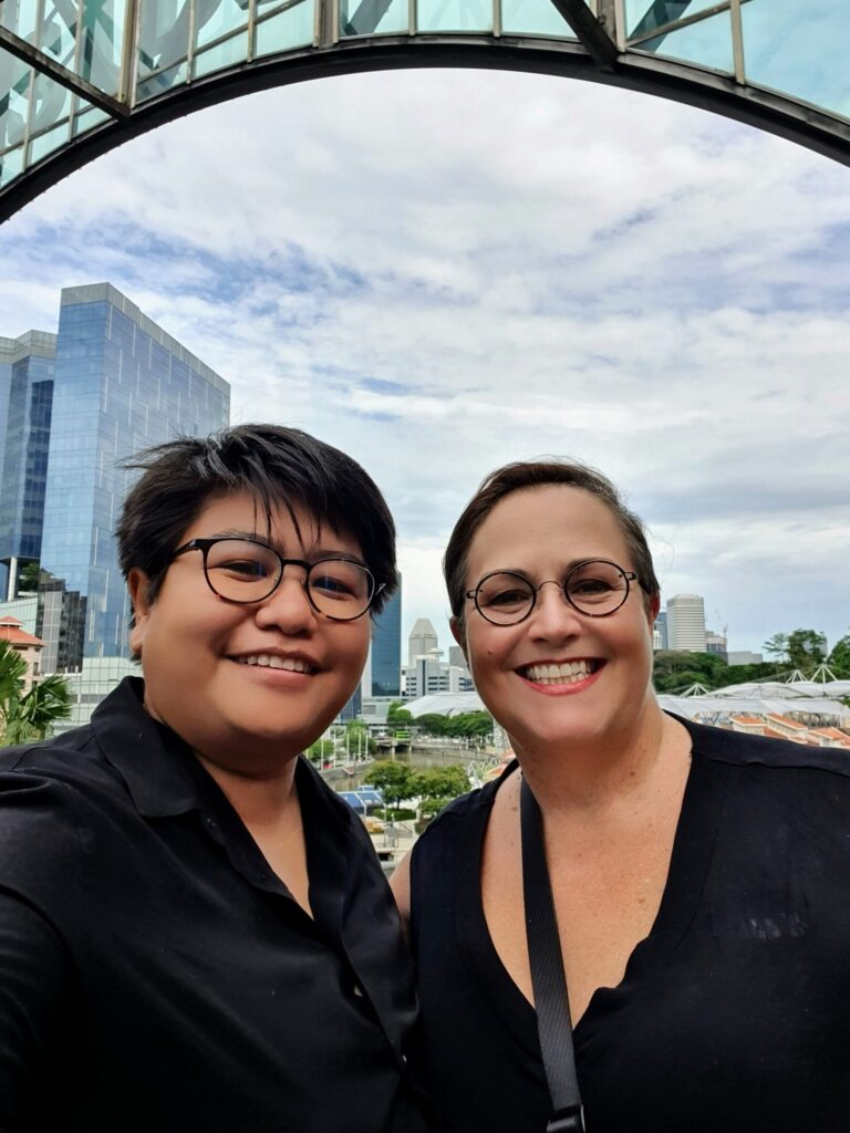 Jeanne- Elise Heydecker with her wife, Yu Yu Din in Singapore, 2023