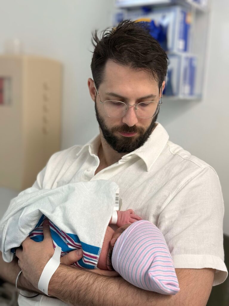 William Creagh Heydecker-Lang, welcoming Liam Lamba Heydecker into the world.